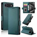 For iPhone 17 Air Side Buckle Magnetic Frosted Leather Phone Case(Dark Green)