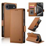 For iPhone 17 Air Side Buckle Magnetic Frosted Leather Phone Case(Brown)