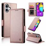 For iPhone 17 Side Buckle Magnetic Frosted Leather Phone Case(Rose Gold)