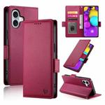 For iPhone 17 Side Buckle Magnetic Frosted Leather Phone Case(Wine Red)