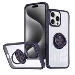 For iPhone 15 Pro Max Ring Holder PC Hybrid TPU Phone Case(Purple)