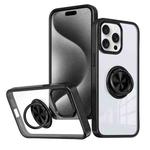 For iPhone 15 Pro Ring Holder PC Hybrid TPU Phone Case(Black)