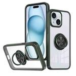For iPhone 15 Ring Holder PC Hybrid TPU Phone Case(Green)