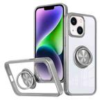 For iPhone 14 Plus Ring Holder PC Hybrid TPU Phone Case(Grey)