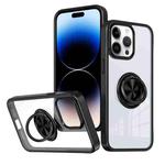 For iPhone 14 Pro Ring Holder PC Hybrid TPU Phone Case(Black)