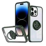 For iPhone 14 Pro Ring Holder PC Hybrid TPU Phone Case(Green)