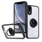 For iPhone XR Ring Holder PC Hybrid TPU Phone Case(Black)