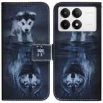 For Xiaomi Redmi K70 Pro / K70 Coloured Drawing Flip Leather Phone Case(Wolf and Dog)