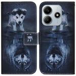 For Redmi Note 14 5G Coloured Drawing Flip Leather Phone Case(Wolf and Dog)