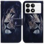 For Xiaomi Poco F6 Pro Coloured Drawing Flip Leather Phone Case(Lion)