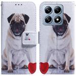 For Xiaomi 14T Coloured Drawing Flip Leather Phone Case(Pug)