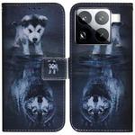 For Xiaomi 15 Pro Coloured Drawing Flip Leather Phone Case(Wolf and Dog)