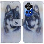 For Huawei nova 12 Ultra Coloured Drawing Flip Leather Phone Case(White Wolf)