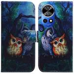 For Huawei nova 12 Ultra Coloured Drawing Flip Leather Phone Case(Oil Painting Owl)