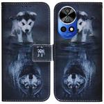 For Huawei nova 12 Ultra Coloured Drawing Flip Leather Phone Case(Wolf and Dog)