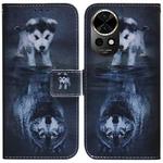 For Huawei nova 12 Coloured Drawing Flip Leather Phone Case(Wolf and Dog)