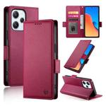 For Xiaomi Redmi 12 4G/5G / Note 12R Side Buckle Magnetic Frosted Leather Phone Case(Wine Red)