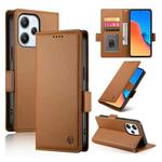 For Xiaomi Redmi 12 4G/5G / Note 12R Side Buckle Magnetic Frosted Leather Phone Case(Brown)