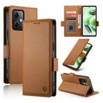 For Xiaomi Redmi Note 12 Global India Side Buckle Magnetic Frosted Leather Phone Case(Brown)