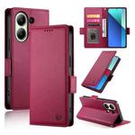 For Xiaomi Redmi Note 13 4G Side Buckle Magnetic Frosted Leather Phone Case(Wine Red)