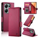 For Xiaomi Redmi Note 13 Pro 4G Side Buckle Magnetic Frosted Leather Phone Case(Wine Red)