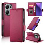 For Xiaomi Redmi Note 13 Pro+ Side Buckle Magnetic Frosted Leather Phone Case(Wine Red)