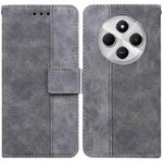 For Redmi 14C 4G Geometric Embossed Leather Phone Case(Grey)