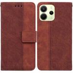 For Redmi Note 14 4G 163.25mm Geometric Embossed Leather Phone Case(Brown)