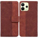 For Redmi Note 14 4G 164.84mm Geometric Embossed Leather Phone Case(Brown)