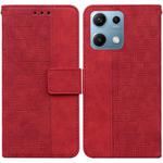 For Redmi Note 14S 4G Geometric Embossed Leather Phone Case(Red)