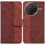 For Redmi K80 / K80 Pro / Xiaomi Poco F7 Pro Geometric Embossed Leather Phone Case(Brown)