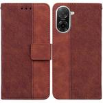 For Redmi A5 4G 171.7mm Geometric Embossed Leather Phone Case(Brown)