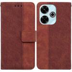 For Xiaomi Poco M6 4G Geometric Embossed Leather Phone Case(Brown)