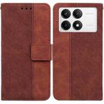 For Xiaomi Poco F6 Pro Geometric Embossed Leather Phone Case(Brown)