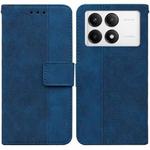 For Xiaomi Poco F6 Pro Geometric Embossed Leather Phone Case(Blue)
