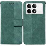 For Xiaomi Poco F6 Pro Geometric Embossed Leather Phone Case(Green)