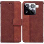 For Xiaomi 15 Pro Geometric Embossed Leather Phone Case(Brown)