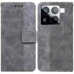 For Xiaomi 15 Pro Geometric Embossed Leather Phone Case(Grey)