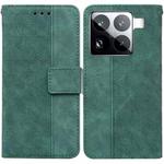 For Xiaomi 15 Pro Geometric Embossed Leather Phone Case(Green)