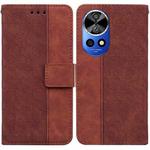For Huawei nova 12 Ultra Geometric Embossed Leather Phone Case(Brown)