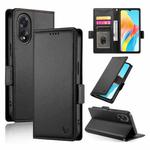 For OPPO A18 4G / A38 4G Global Side Buckle Magnetic Frosted Leather Phone Case(Black)