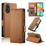 For OPPO A18 4G / A38 4G Global Side Buckle Magnetic Frosted Leather Phone Case(Brown)