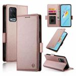 For OPPO A54 / A54s / A55 5G / A55s 5G Side Buckle Magnetic Frosted Leather Phone Case(Rose Gold)