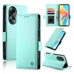 For OPPO A58 4G Global Side Buckle Magnetic Frosted Leather Phone Case(Mint Green)