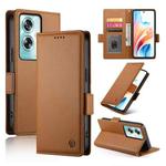 For OPPO A79 5G Side Buckle Magnetic Frosted Leather Phone Case(Brown)