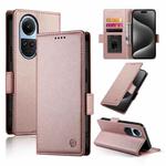 For OPPO Reno10 / Reno10 Pro Global Side Buckle Magnetic Frosted Leather Phone Case(Rose Gold)