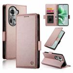 For OPPO Reno11 5G Global Side Buckle Magnetic Frosted Leather Phone Case(Rose Gold)