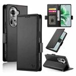 For OPPO Reno11 5G Global Side Buckle Magnetic Frosted Leather Phone Case(Black)