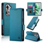 For OPPO Reno11 5G Global Side Buckle Magnetic Frosted Leather Phone Case(Blue)