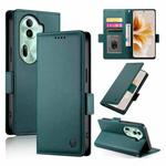 For OPPO Reno11 Pro 5G Global Side Buckle Magnetic Frosted Leather Phone Case(Dark Green)